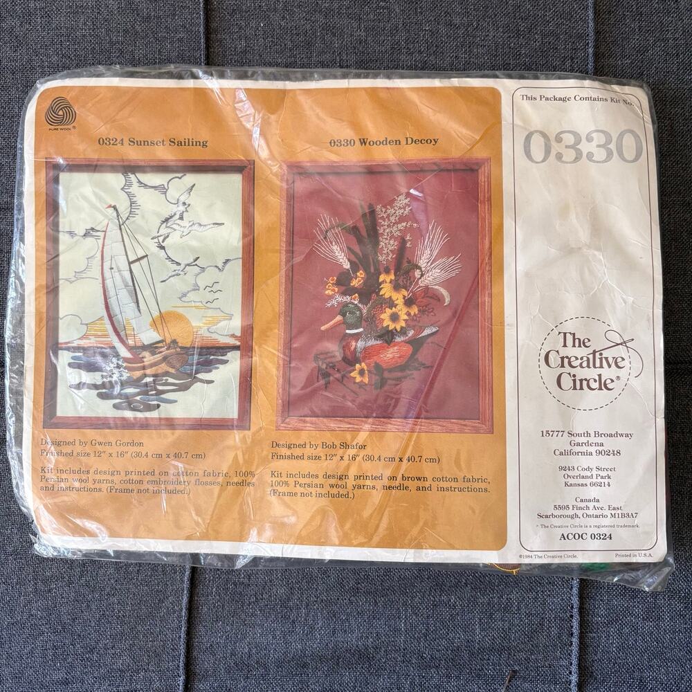Wooden Decoy Vintage Needlecraft Kit by The Creative Circle - Sealed In Package